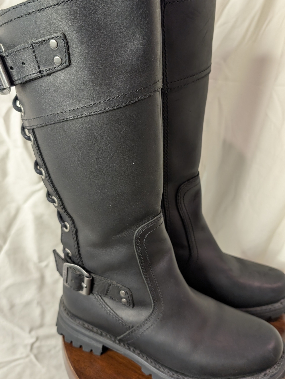 Harley-Davidson Womens 6.5 Black Leather Tall Lace Up Motorcycle Riding Boots